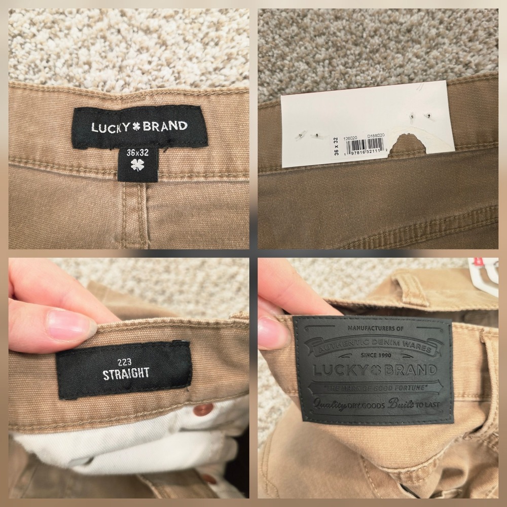 NWT Lucky Brand 223 Canvas Pants Mens 36X32 Ermine Straight Leg Stretch 5 Pocket - Picture 4 of 7